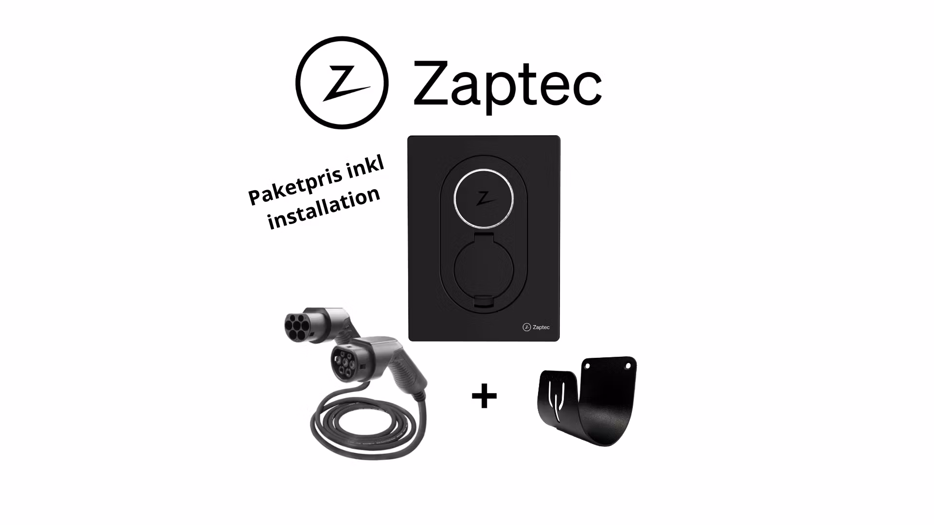 Paketpris 1 Zaptec Go 11kW laddbox + laddkabel + hållare inkl installation