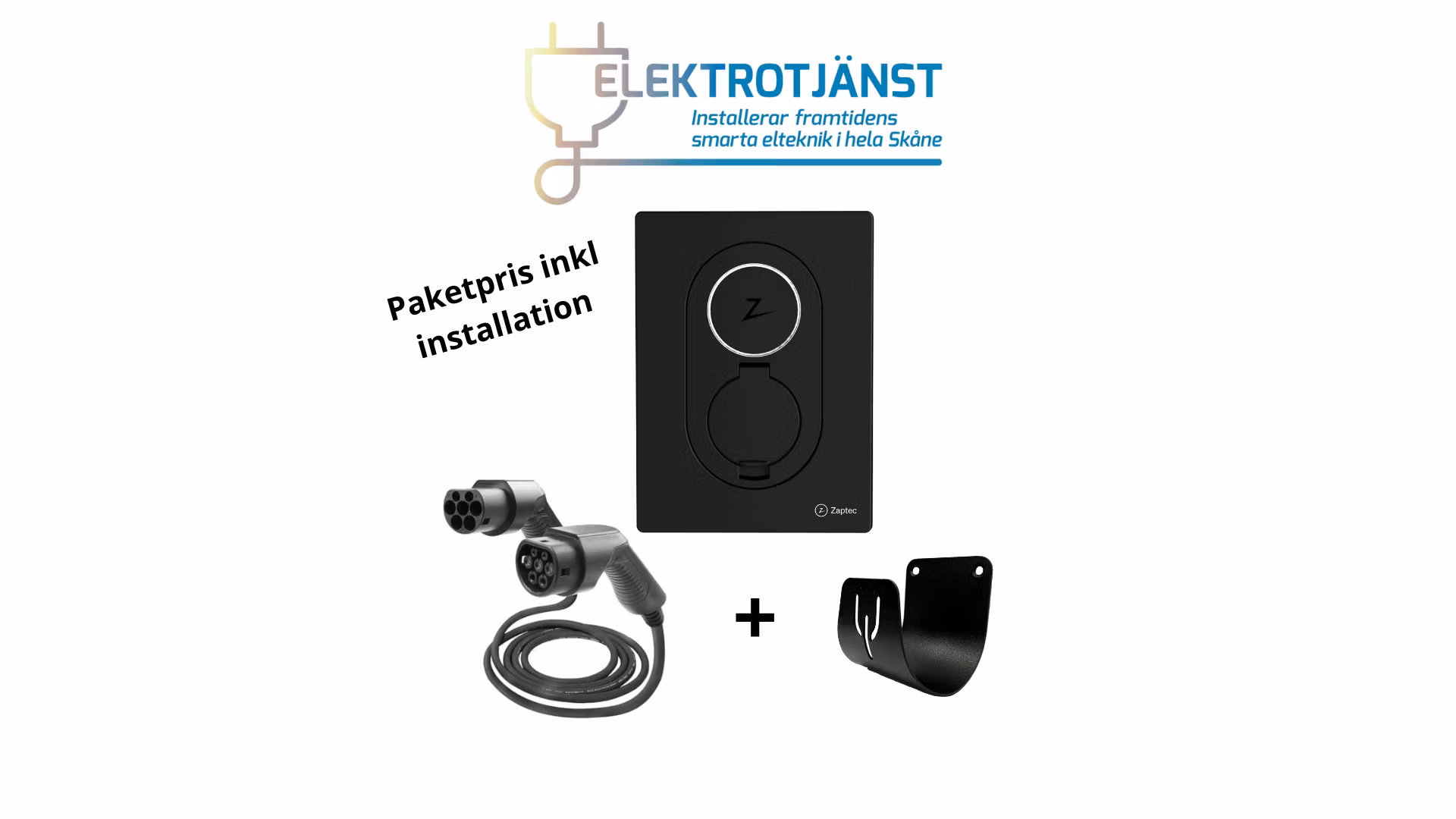 Paketpris 1 Zaptec Go 11kW laddbox + laddkabel + hållare inkl installation