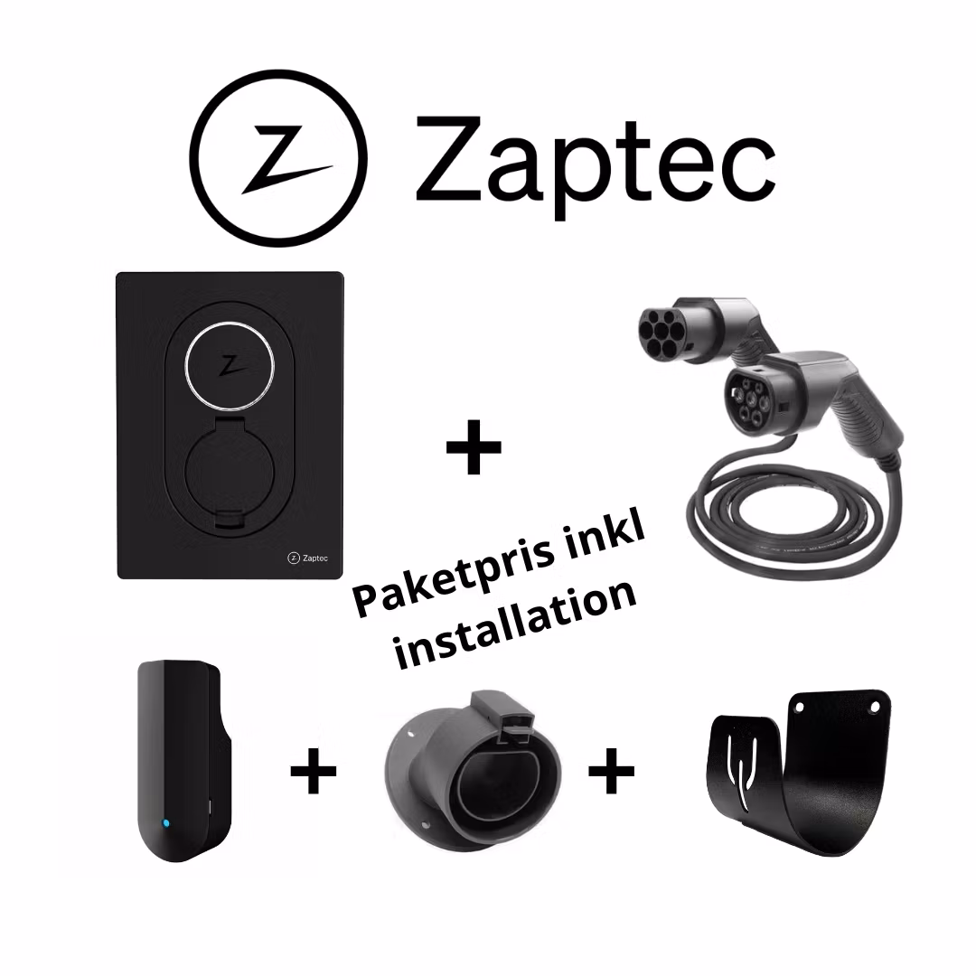 Paketpris 2 Zaptec Go 22kW laddbox + lastbalansering +laddkabel + hållare x2 inkl installation