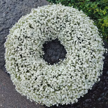 Krans av fluffig vit Brudslöja. (bilden 3000:- ca 40 cm)