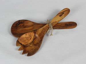Salladsbestick bred 26 cm olivträ handgjord