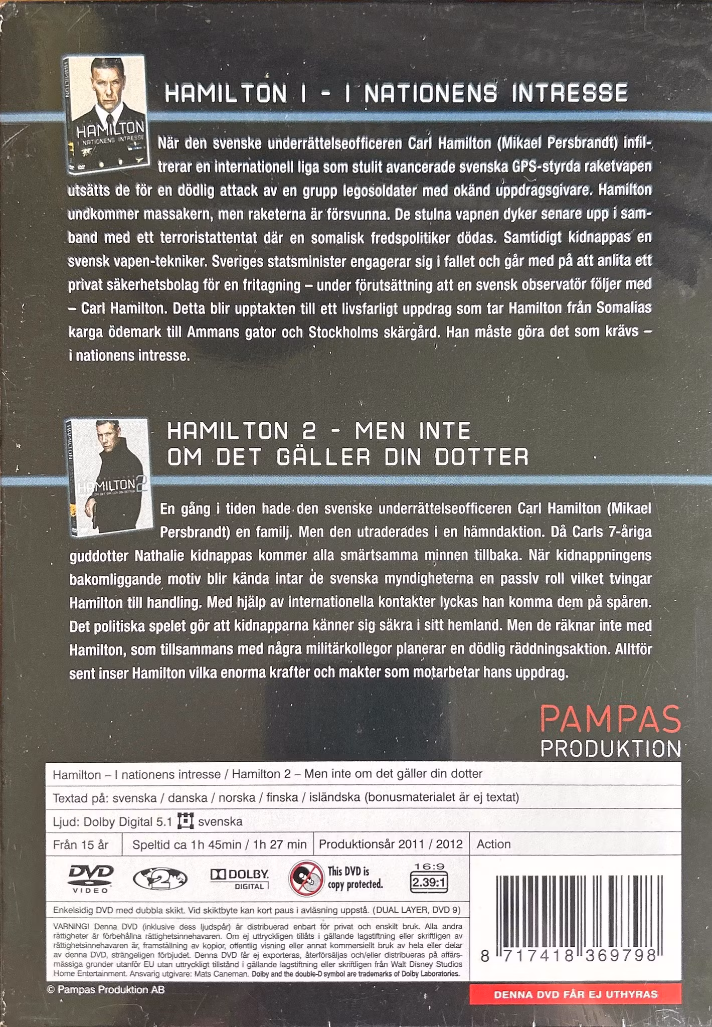 Hamilton - I Nationens Intresse / Hamilton 2 - Men Inte Om Det Gäller Din Dotter (Box DVD)