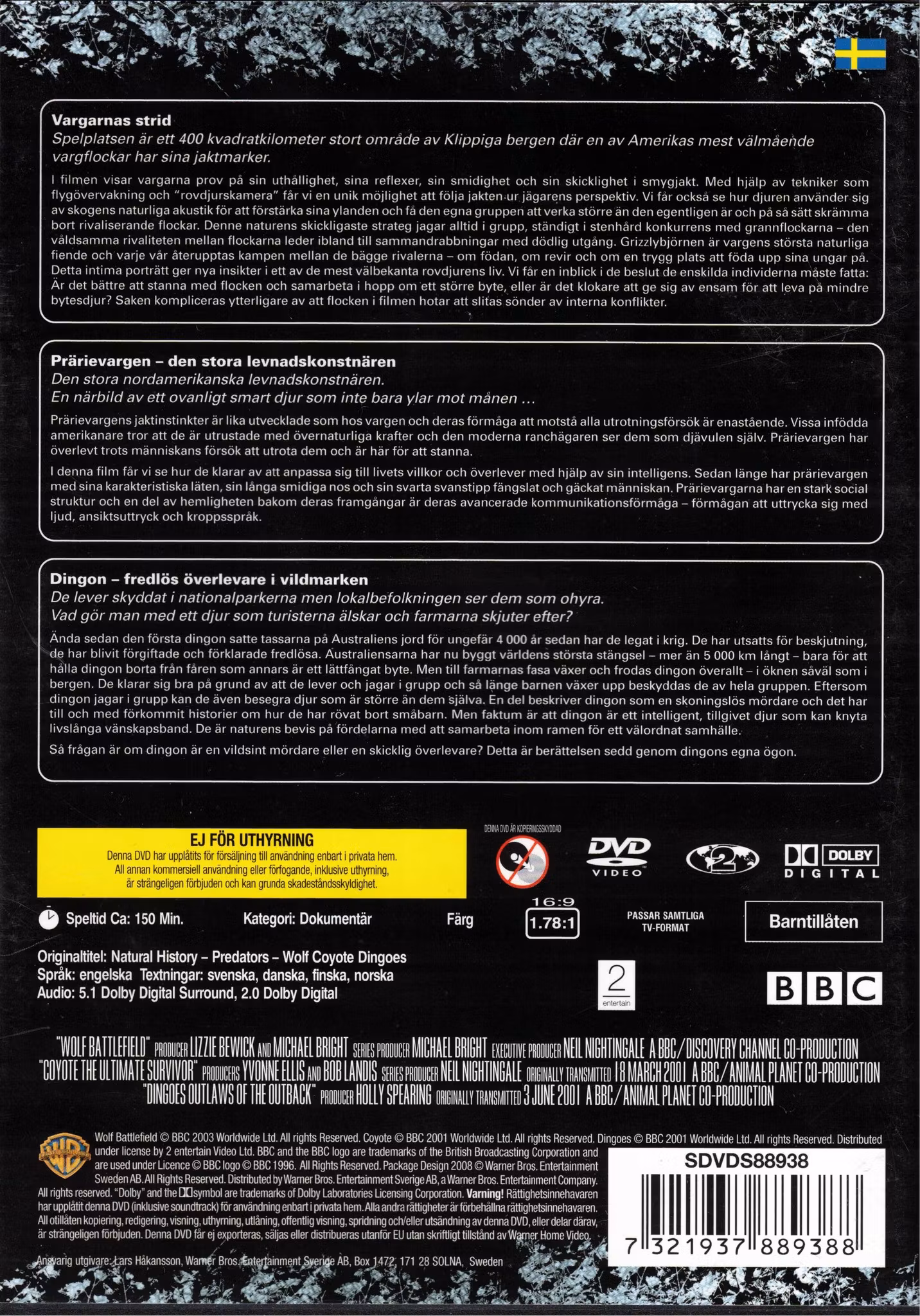 Natural History: Rovdjur - Varg, Prärievarg, Dingo (Beg. DVD)