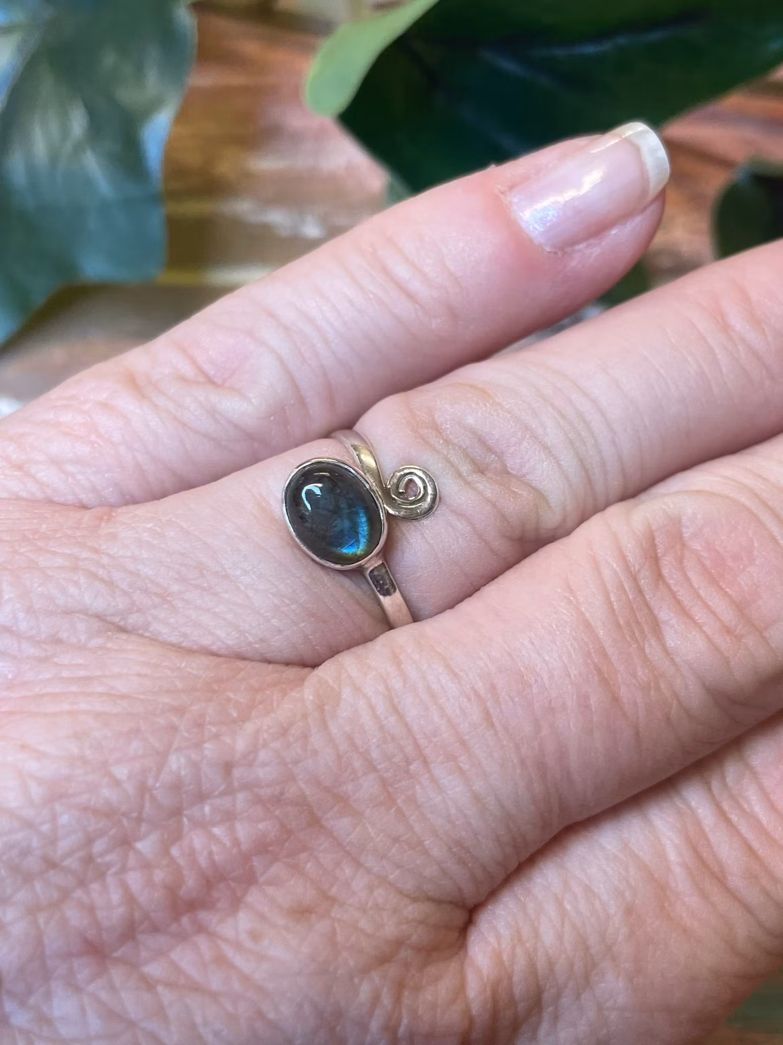 Labradorit ring silver 925 (ställbar)