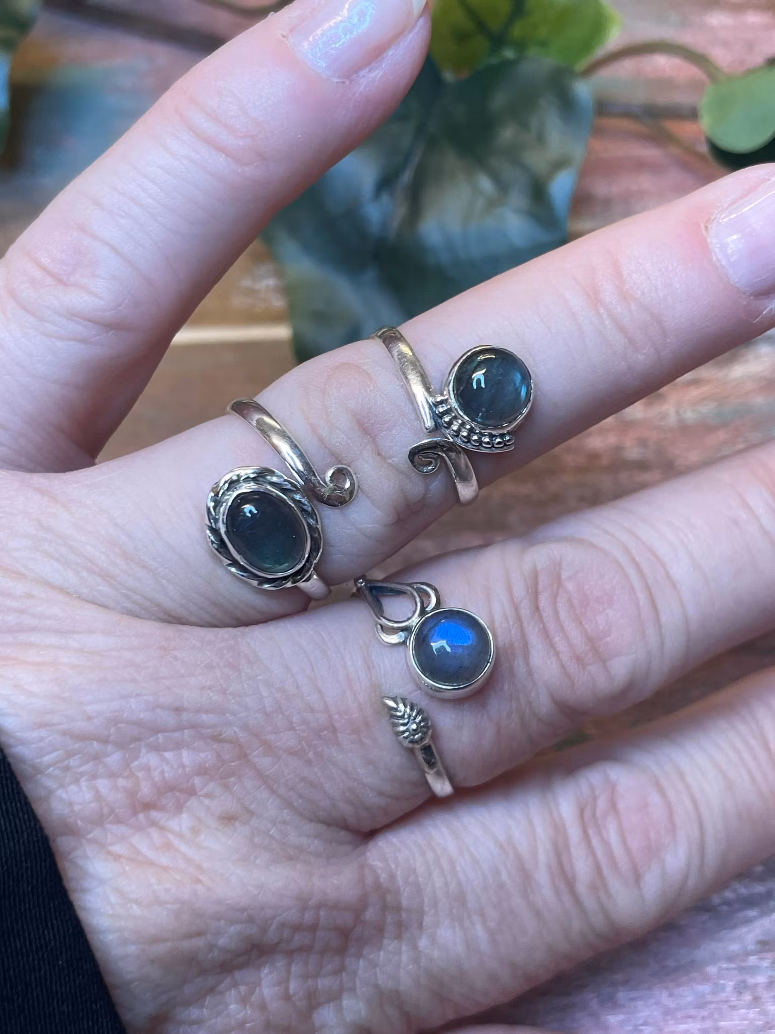 Labradorit ring silver 925 (ställbar)