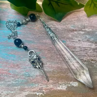 Unik stor bergskristall /Obsidian pendel