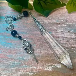 Unik stor bergskristall /Obsidian pendel