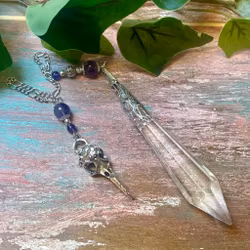 Unik stor bergskristall /ametist pendel