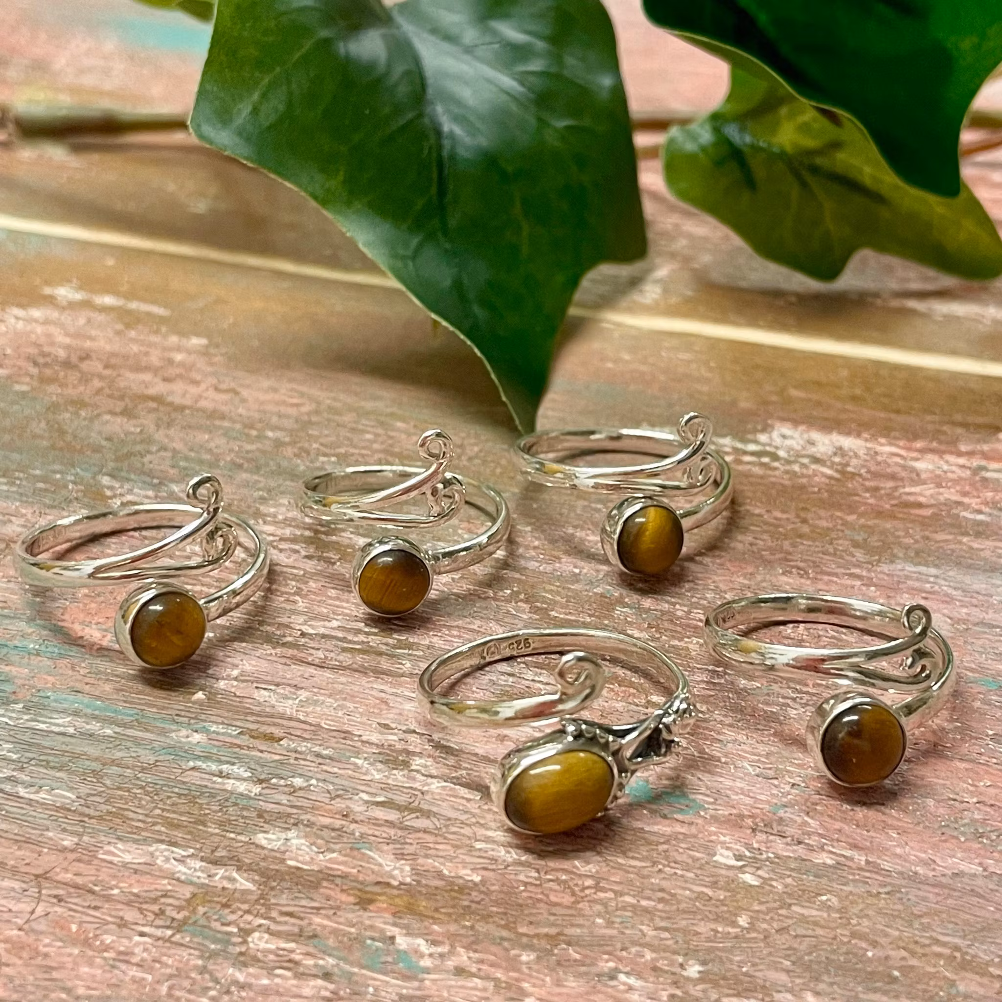 Tigeröga ring silver 925 (ställbar)
