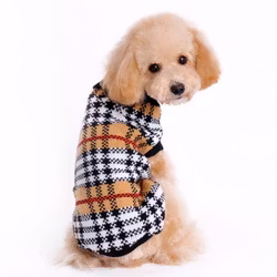 Stickad Hundtröja Tartan Beige