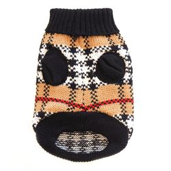 Stickad Hundtröja Tartan Beige