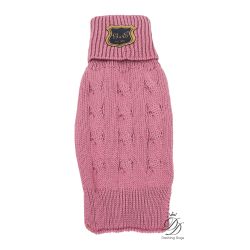 Gustaf & Evita Stickad Hundtröja, Gammelrosa 25cm