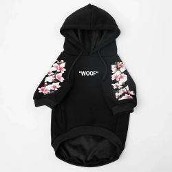 Woof Hoodie Black Floral