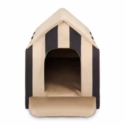 City Bed House Hund & Katt Beige/Svart