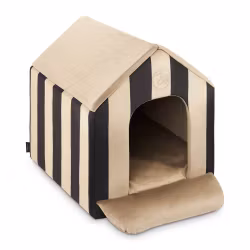 City Bed House Hund & Katt Beige/Svart
