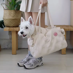 ARKIKA Cotton Pet Carrier Bag, Creme