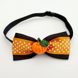 Halloween Bow, Orange Dots