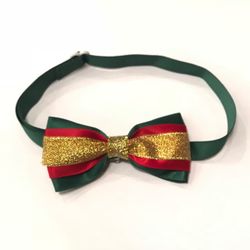 Christmas Bow, Green Red Gold