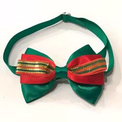 Christmas Bow, Green Gold Stripe