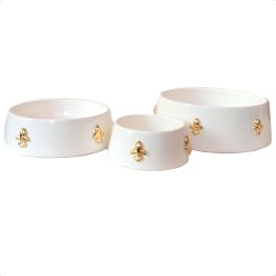 Handmade Ceramic Bowl Gold Plated Lillies