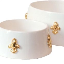 Handmade Ceramic Bowl Gold Plated Lillies