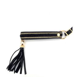Half Check Leather Collar Black Velvet L 23 W 2cm