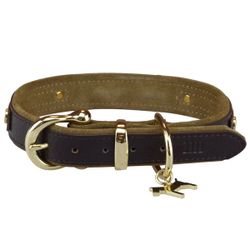 Collar Saddle leather Luxury classic Brown/Gold