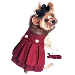 Caroline Wool coat w Fur Collar, Red 26cm