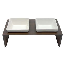Meshidai Double Bowl Wooden Table - Brown