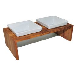 Meshidai Double Bowl Wooden Table - Teak