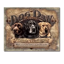 Metal Sign with Dogs - Brown
