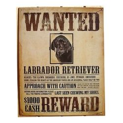 Metal Sign Black Dog - Beige