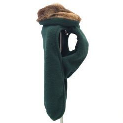 Oxford Fleece coat w. fur collar, Green 47cm