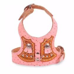 Harness in Pink Leather with Rabbits
