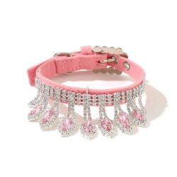 Velvet Collar Bling Pendant, Pink