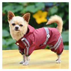 Light Reflective Raincoat 4-legged, Red