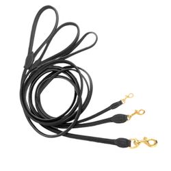 Round Leather Leash Brass Black