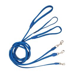 Round Leather Leash Blue