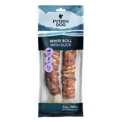 PrimaDog Vit tuggrulle med anka 25cm 2-pack