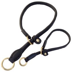Half check Leather adjustable brass, Svart