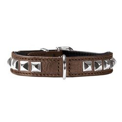 Hundhalsband Nappa Soft Studs, Brown