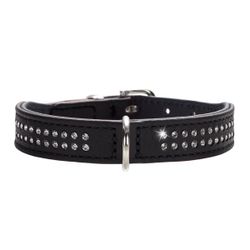 Hundhalsband Nappa Swarovskies, Black