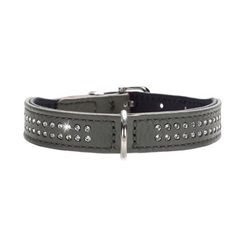 Hundhalsband Nappa Swarovskies, Grey