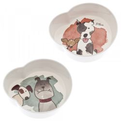 2 Plastic Bowls Aquarel Dogs - Beige