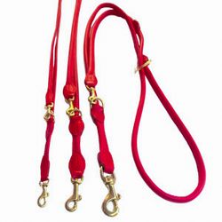 Round Adjustable Leash Brass, Red