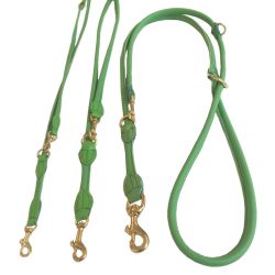 Soft Round Adjustable Leash Brass, Green