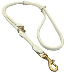 Round Adjustable Leash Brass, White