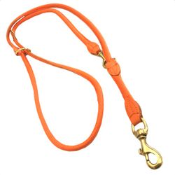 Soft Round Adjustable Leash Brass, Orange