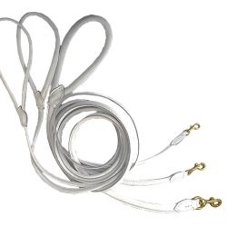 Leather Leash Round Brass White