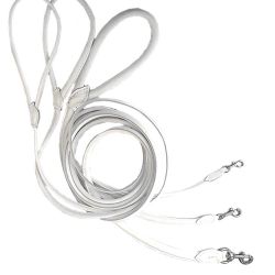 Round Leather Leash Chrome White